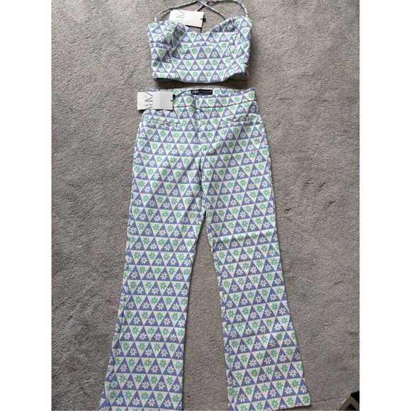 NWT ZARA printed Pants and Croptop Set, Small $100 E4 - Picture 3 of 9